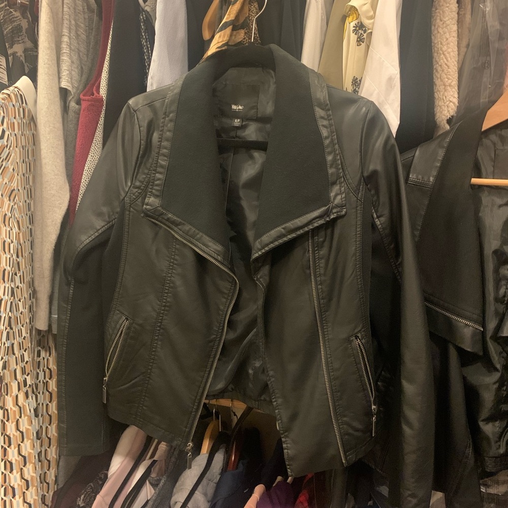 Target mossimo faux leather black jacket lapel